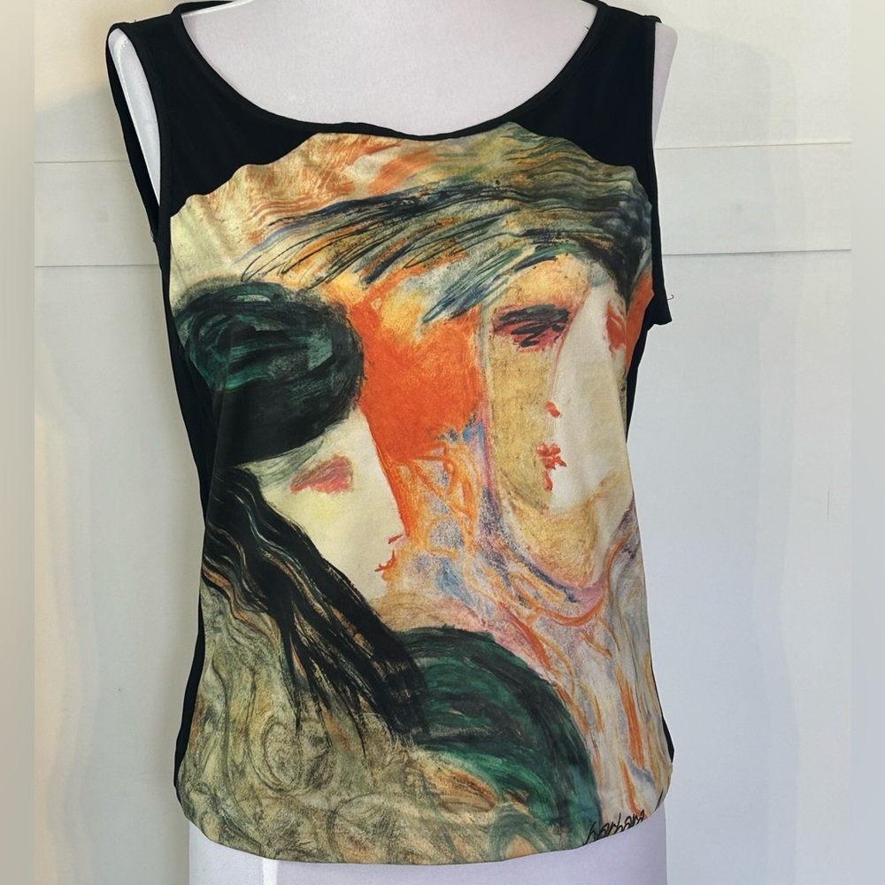 Linda Segal Artistic Print Sleeveless Top